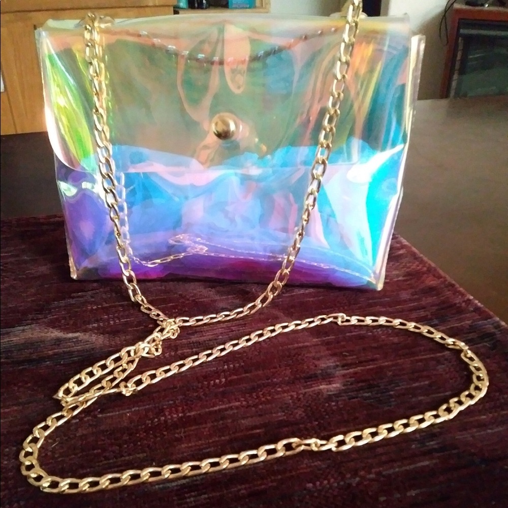 iridescent clear crossbody